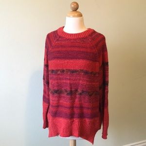 Red and Purple Striped Oversized Knit Sweater